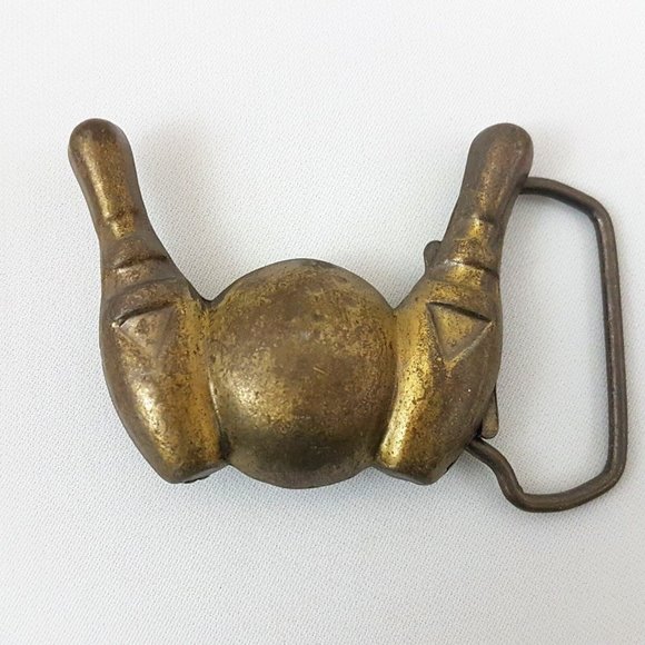 New Old Stock Vintage 1970s Bowling Pin 7 - 10 Split Collectible Belt Buckle - Picture 1 of 2